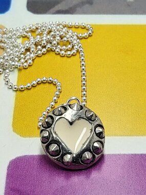 Necklace with vintage Todd Oldham Buttons 90s Silver tone
